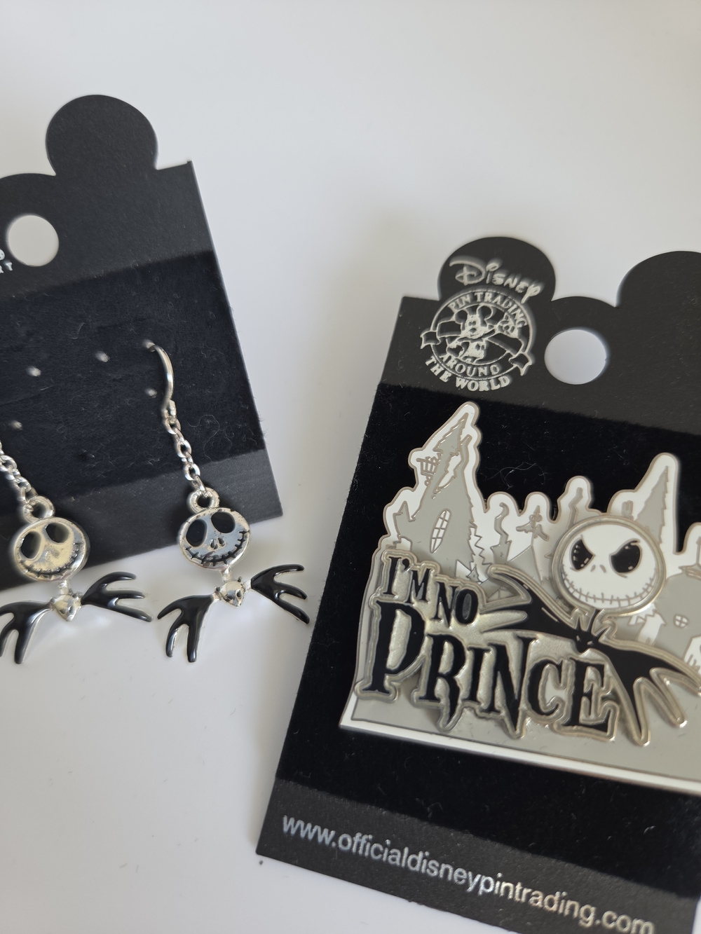 Jack Skellington I'm No Prince Vintage 2005 Pin and Earrings Set